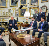 US president says Germany helping with  Iran strikes, meets Merz at White House